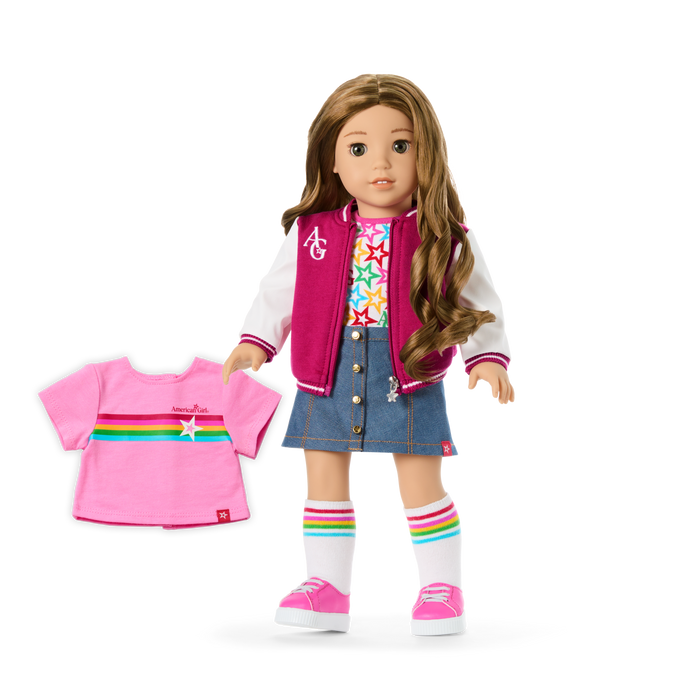 Truly Me™ 18-inch Doll #118 with curly caramel hair A1