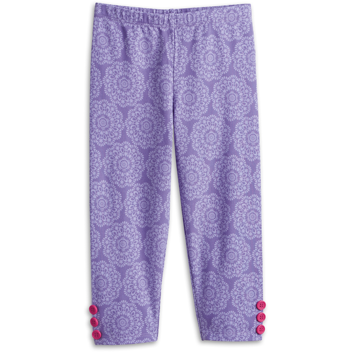 Playful Floral Leggings for Little Girls W0