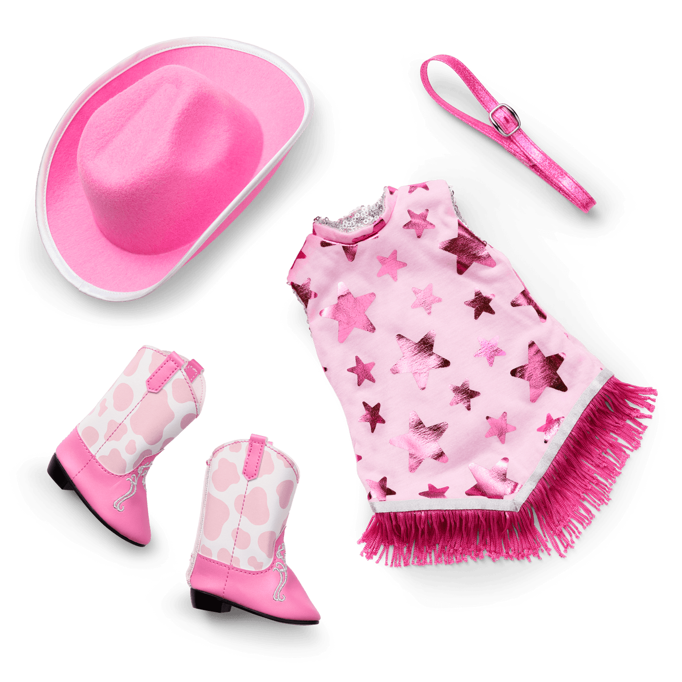 Glam Pink Cowgirl Outfit for 18-inch Dolls K9
