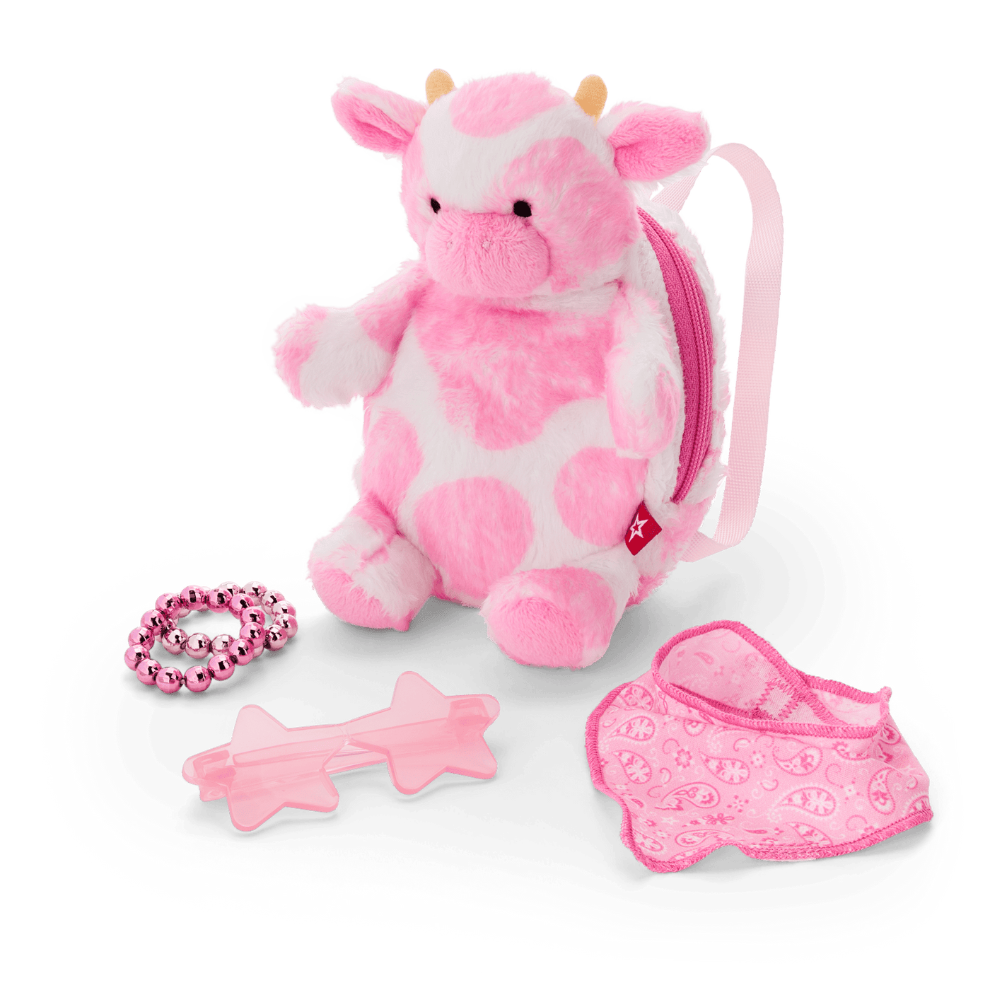 Pink Spotted Cow Backpack & Accessory Set for 18-inch Dolls L8