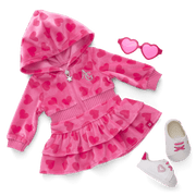 Pink Hearts Hoodie Dress for 18-inch Dolls N8