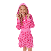 Pink Hearts Hoodie Dress for Girls M7