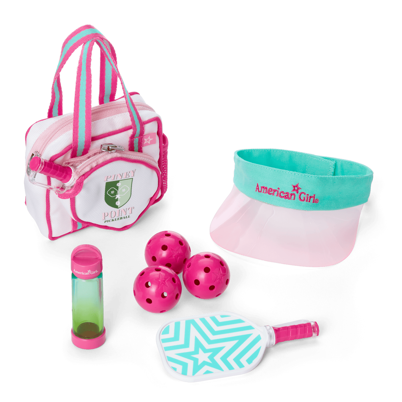 Raquel's™ Pickleball Bag & Paddle Set for 18-inch Dolls (Girl of the Year™ 2026) T5