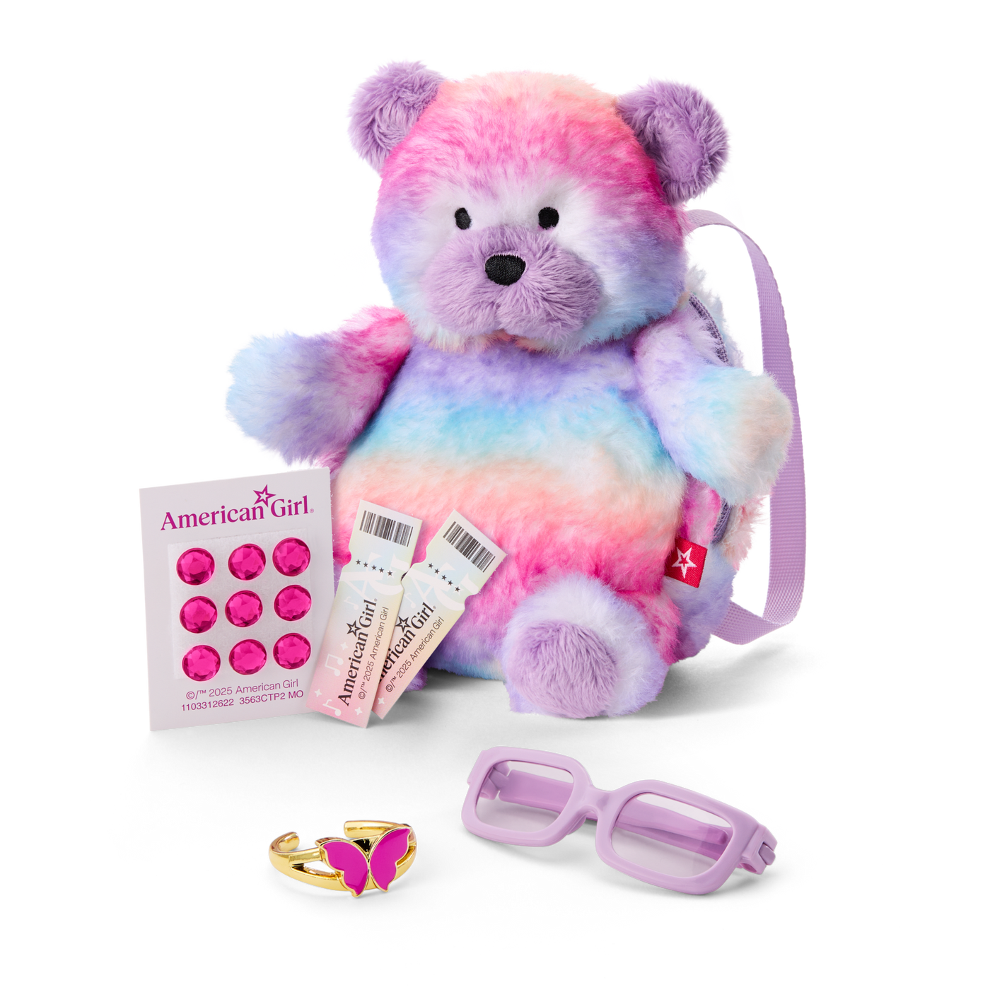 Colorful Teddy Bear Backpack & Accessory Set for 18-inch Dolls X2
