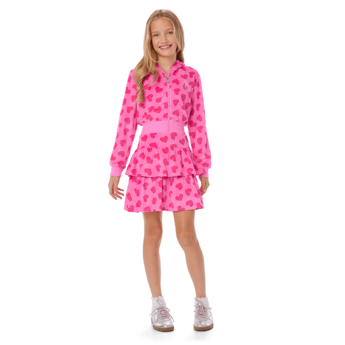 Pink Hearts Hoodie Dress for Girls Z6