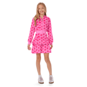 Pink Hearts Hoodie Dress for Girls M7
