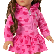 Pink Hearts Hoodie Dress for 18-inch Dolls N8