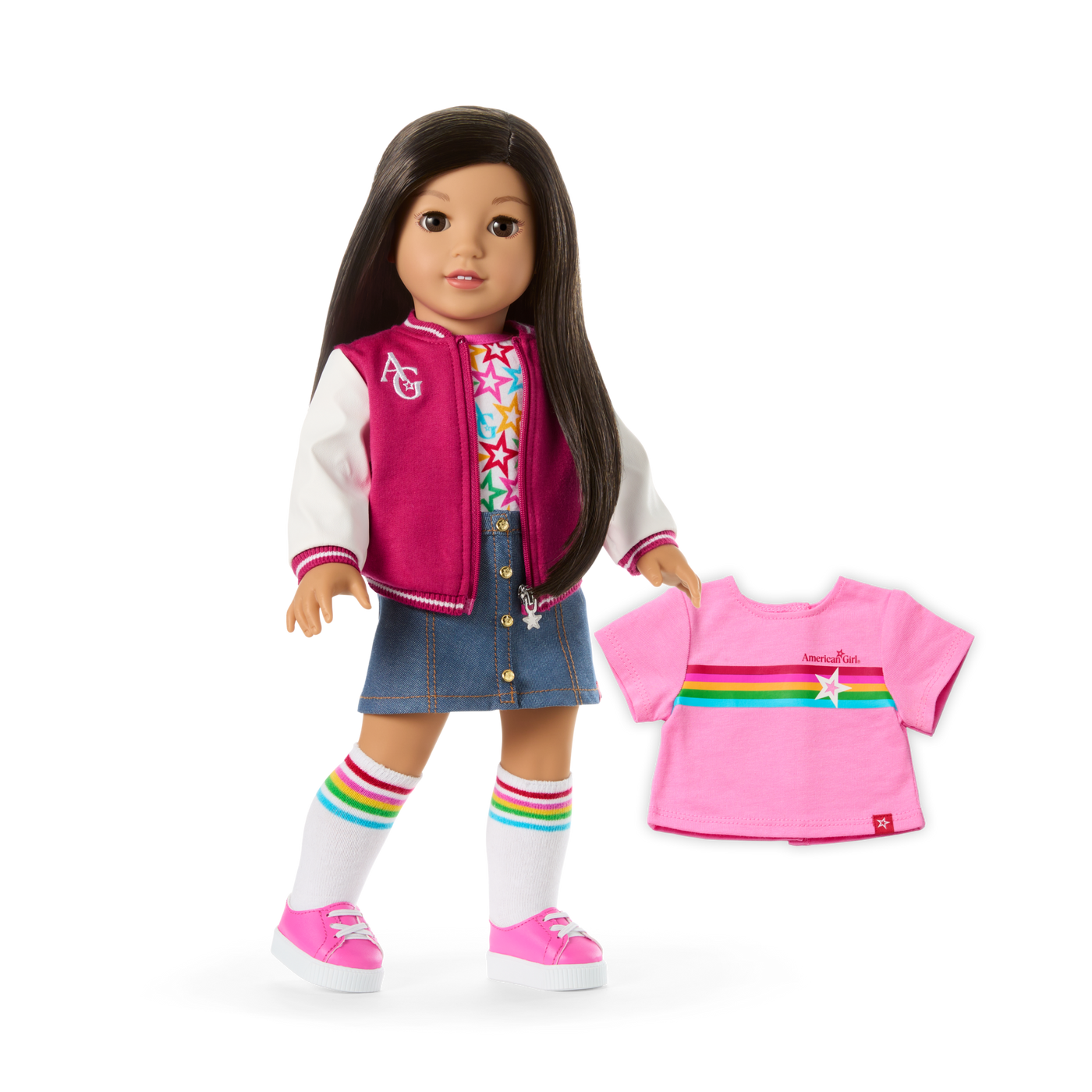 Truly Me™ 18-inch Doll #124 with straight black-brown hair F9