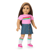 Truly Me™ 18-inch Doll #107 with straight brown hair T1