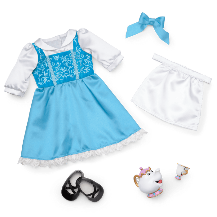 American Girl® Disney Princess Belle Blue Dress, Mrs. Potts, Chip & Accessories for 18-inch Dolls M1