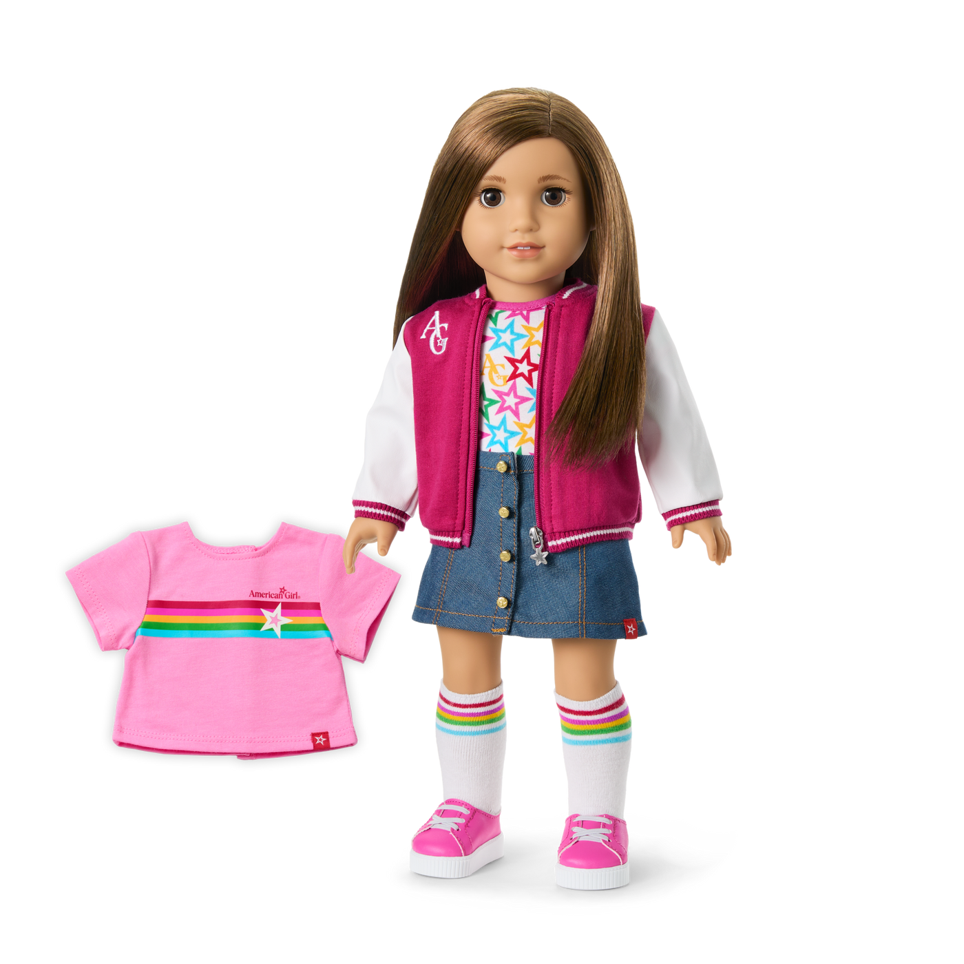 Truly Me™ 18-inch Doll #107 with straight brown hair T1