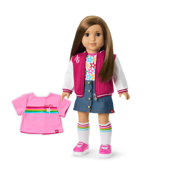 Truly Me™ 18-inch Doll #107 with straight brown hair T1