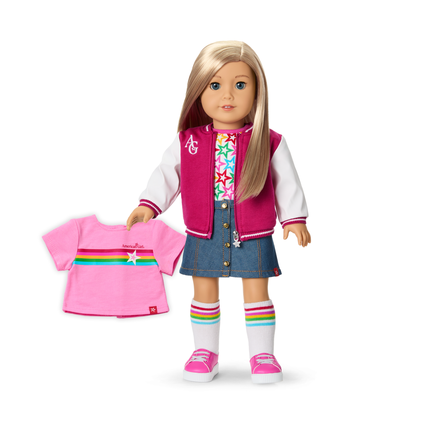 Truly Me™ 18-inch Doll #100 with straight layered blonde hair J0