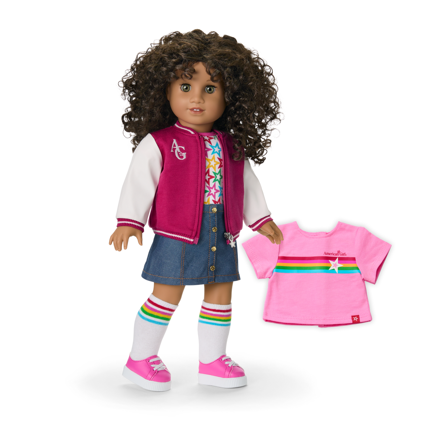 Truly Me™ 18-inch Doll #132 with curly dark-brown hair E2
