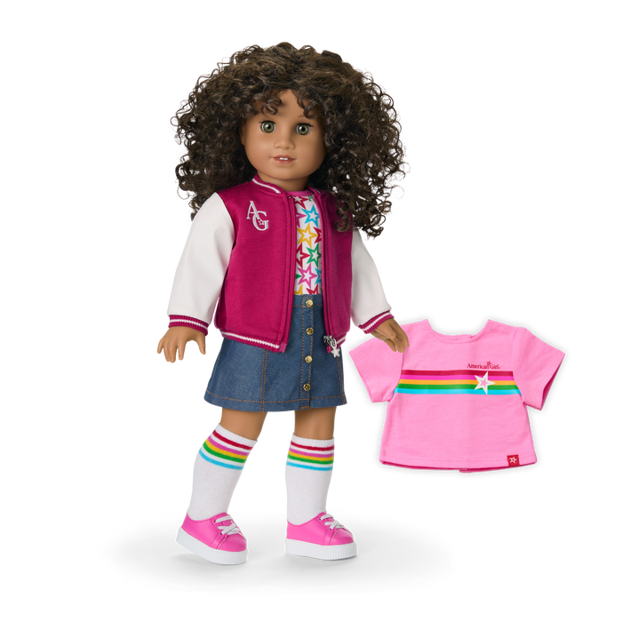 Truly Me™ 18-inch Doll #132 with curly dark-brown hair E2