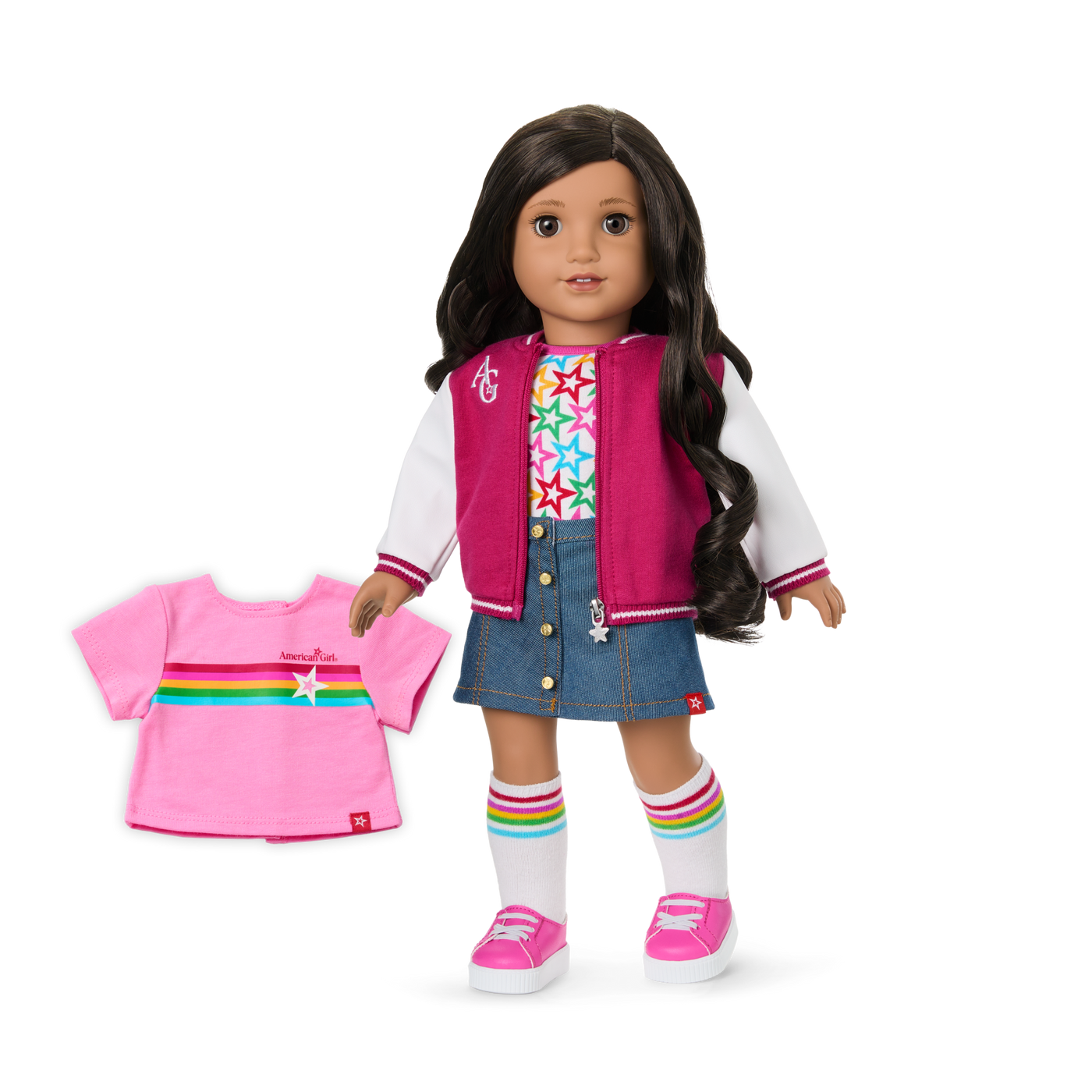 Truly Me™ 18-inch Doll #108 with curly black-brown hair O5