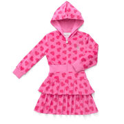 Pink Hearts Hoodie Dress for Girls M7
