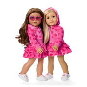 Pink Hearts Hoodie Dress for 18-inch Dolls N8