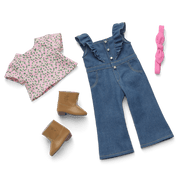 Western Flowers Denim Jumpsuit for 18-inch Dolls S8