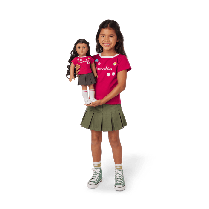 Matching AG™ Grin Pins Ringer Tee Set for Girls & 18-inch Dolls L8