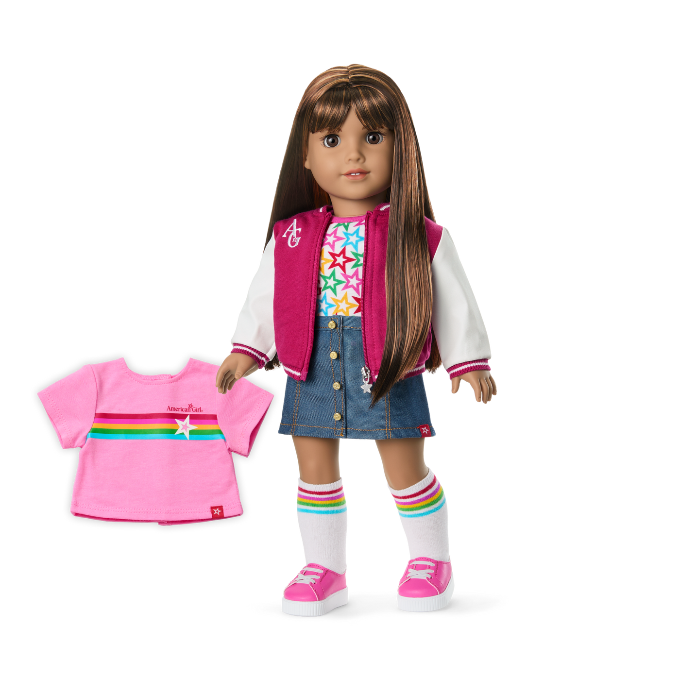 Truly Me™ 18-inch Doll #122 with straight dark-brown hair P4