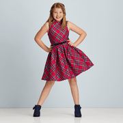 Pretty Plaid Christmas Dress for Girls X6