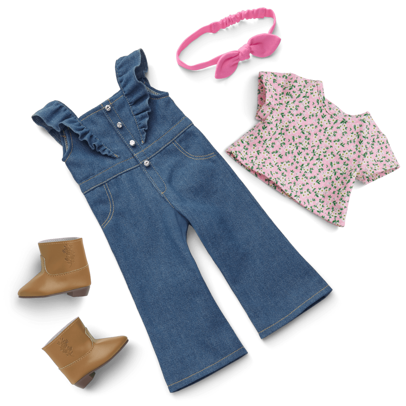 Western Flowers Denim Jumpsuit for 18-inch Dolls C3