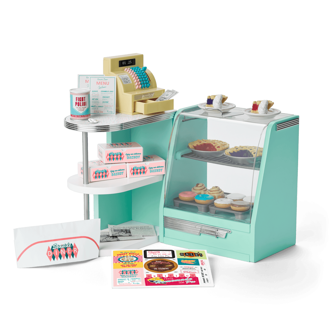 Maryellen’s™ Seaside Diner Bakery Case for 18-inch Dolls (Historical Characters) C2