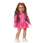 Pink Hearts Hoodie Dress for 18-inch Dolls N8