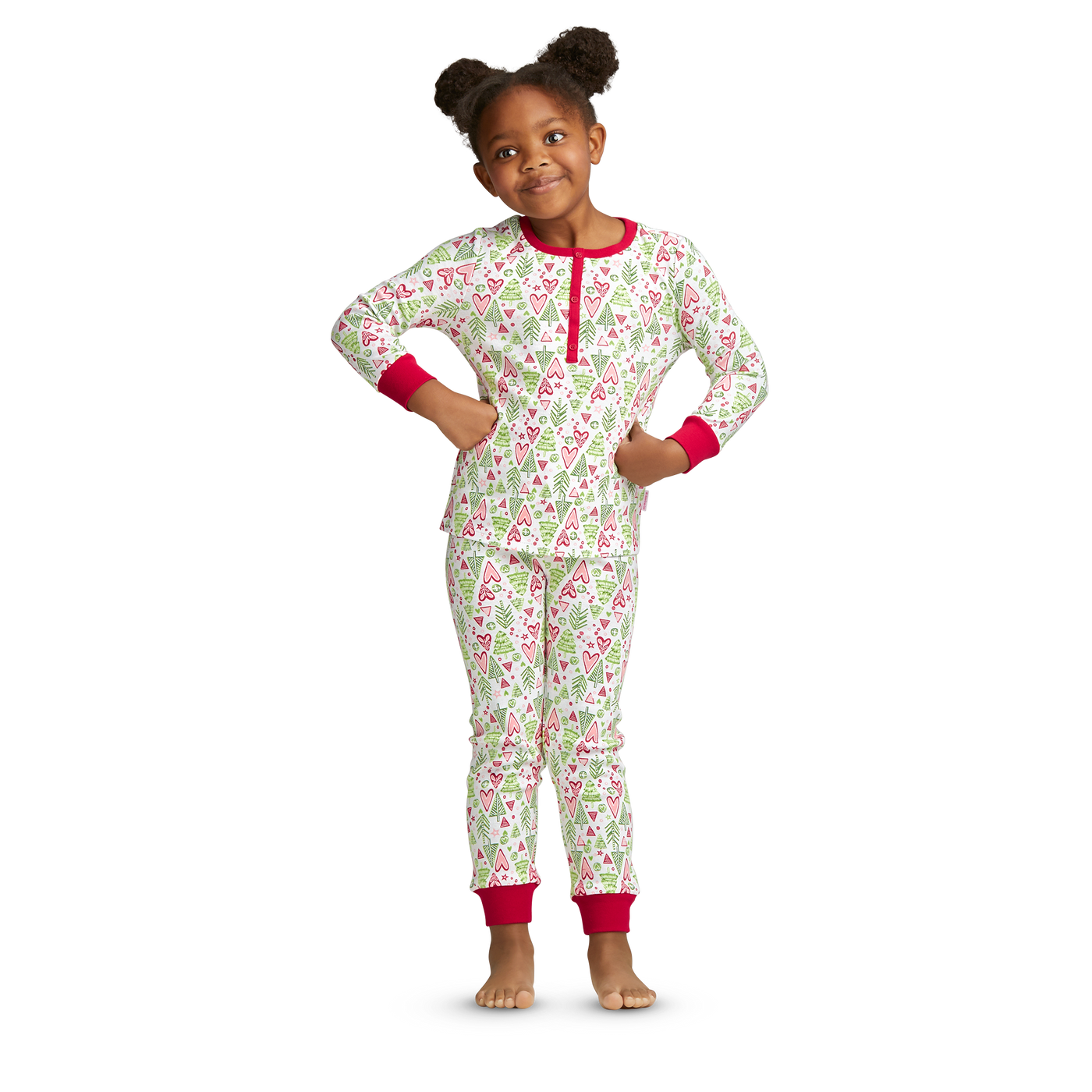 Hearts & Pines Holiday PJs for Little Girls W3