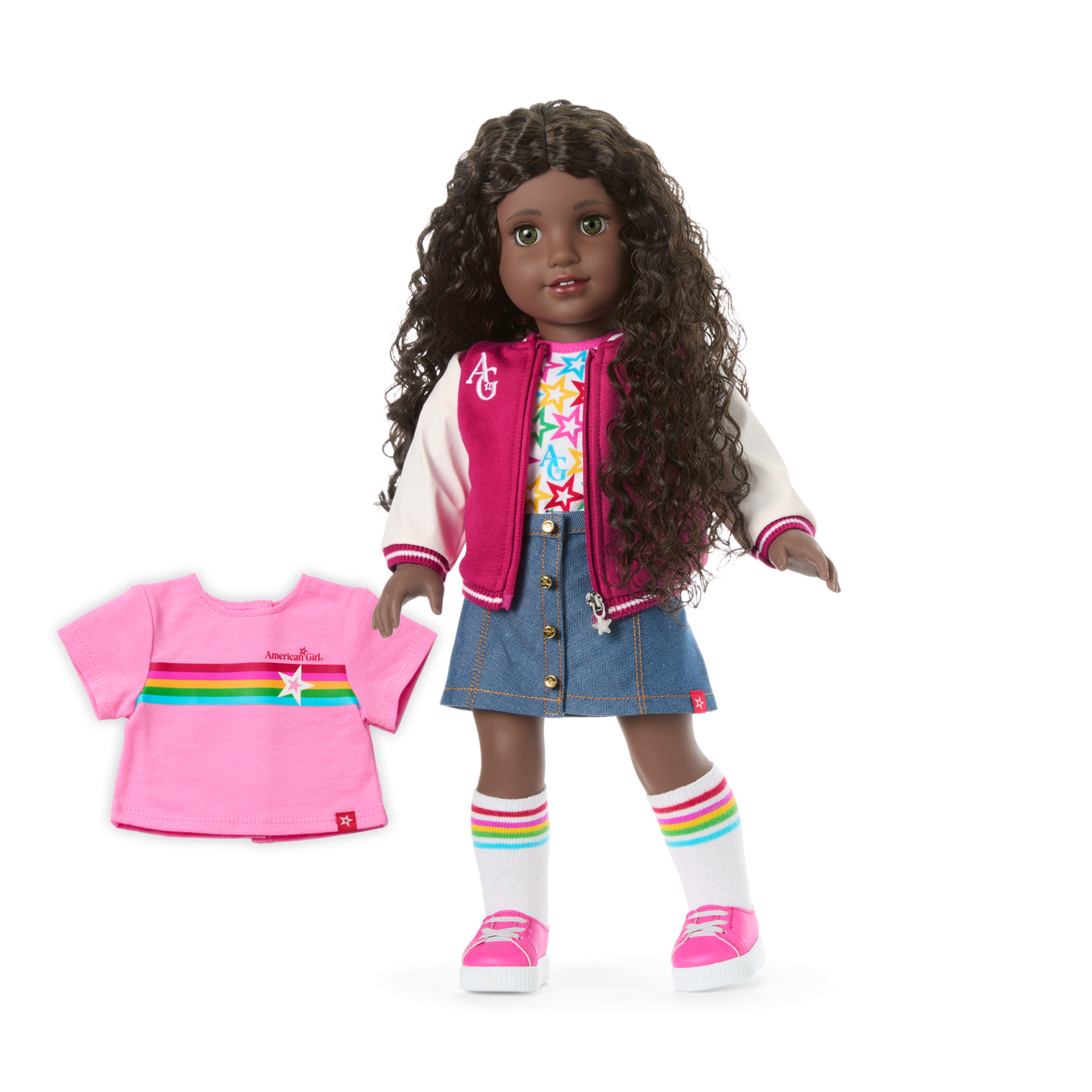 Truly Me™ 18-inch Doll #127 with curly dark-brown hair Z7
