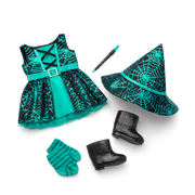 Witchy Webs Costume & Trick-or-Treat Set Bundle for 18-inch Dolls I0