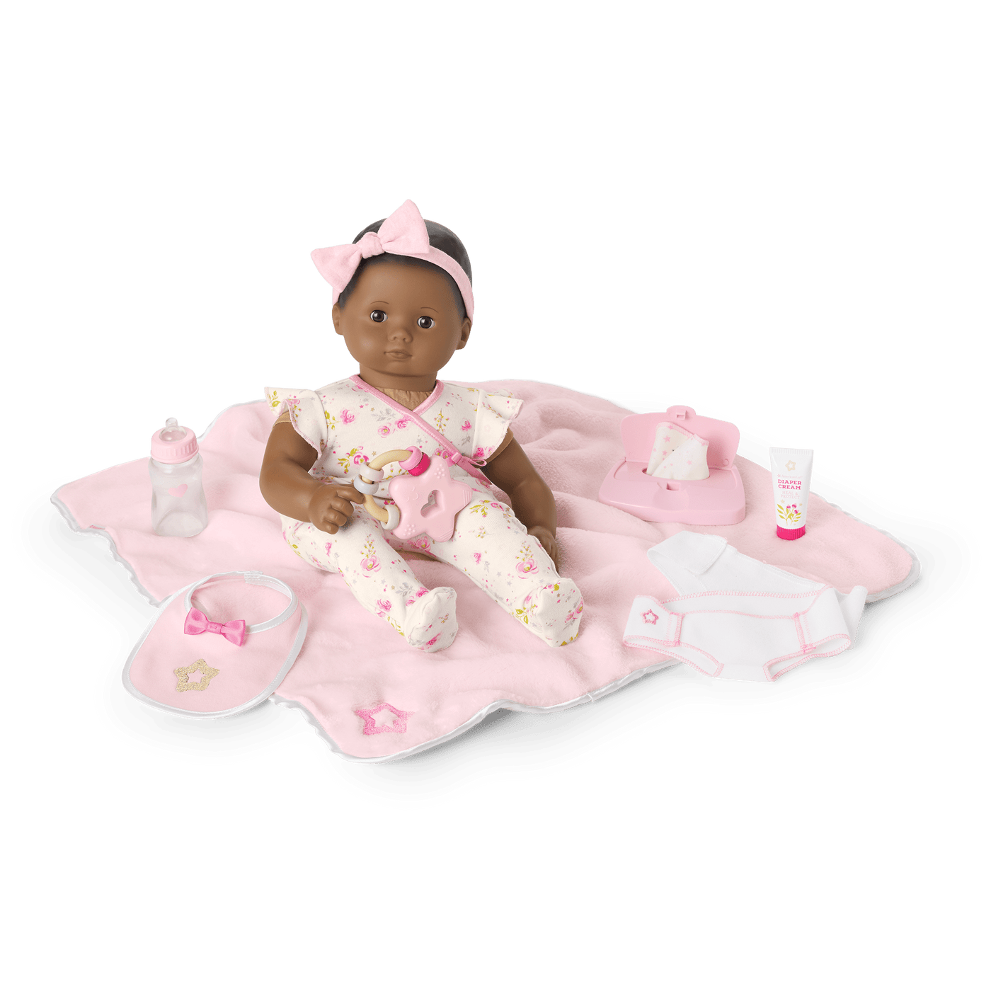 Bitty Baby® Doll #1 with black hair Care & Play Set I1