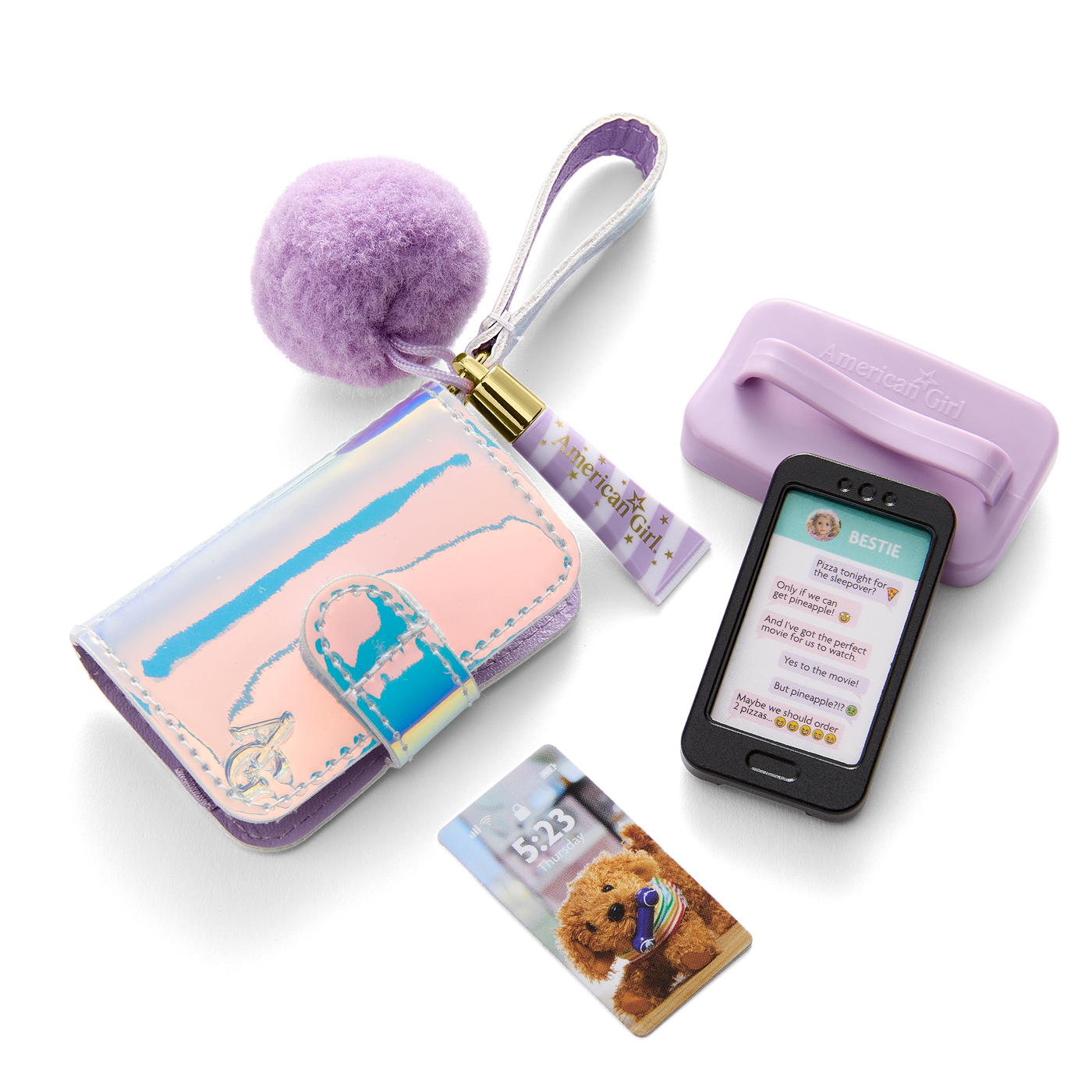 Purple Pom Phone & Accessories for 18-inch Dolls P0