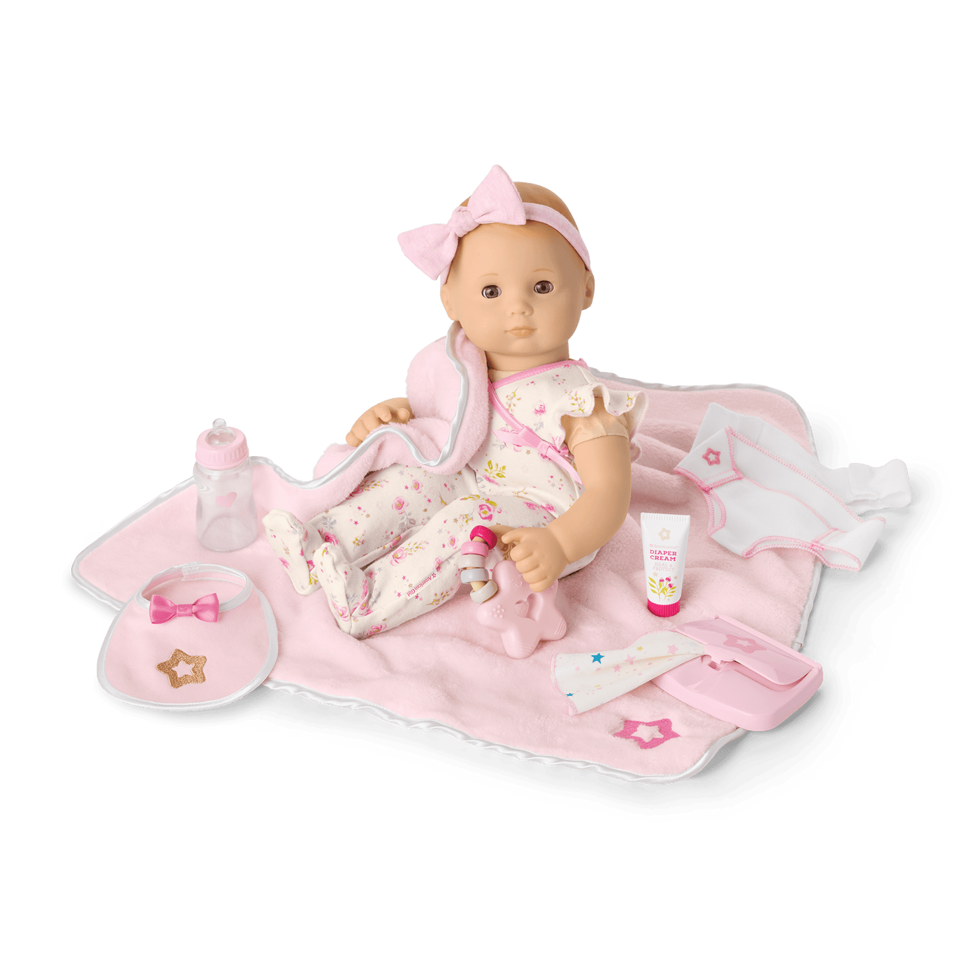 Bitty Baby® Doll #6 with red hair Care & Play Set X3