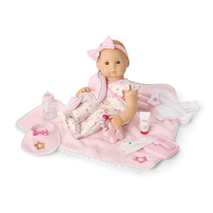 Bitty Baby® Doll #6 with red hair Care & Play Set X3