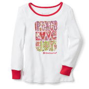 Peace, Love & Joy PJ Top for Girls R6
