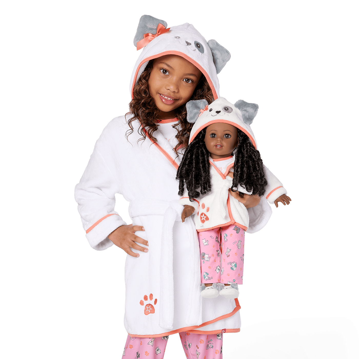Comfy Puppy Robe Set for Girls & 18-inch Dolls B5
