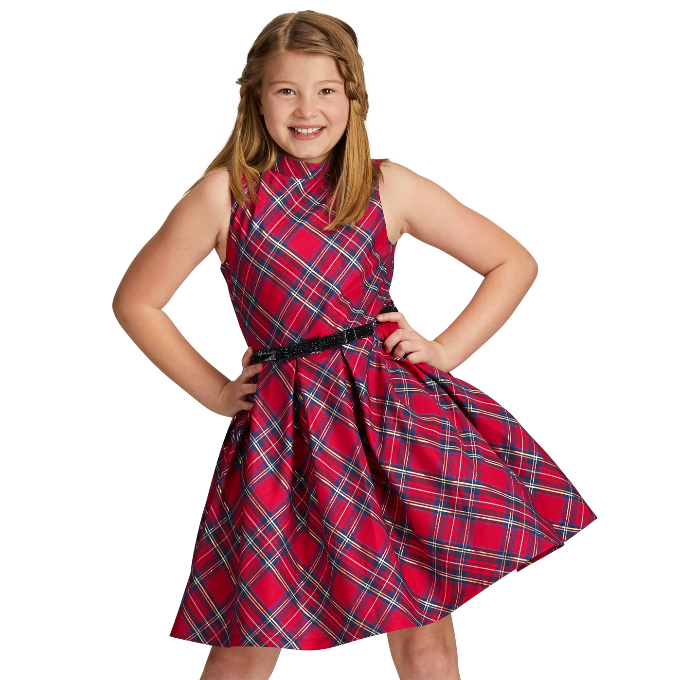 Pretty Plaid Christmas Dress for Girls X6