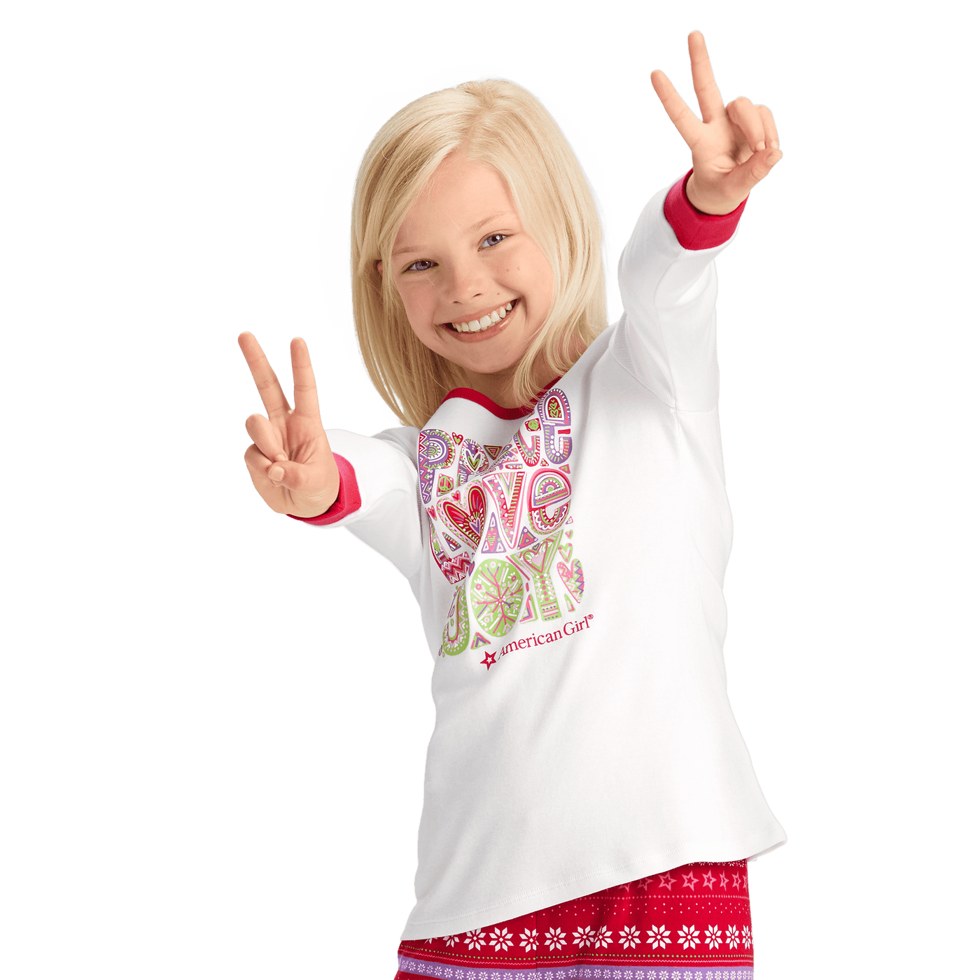 Peace, Love & Joy PJ Top for Girls R6