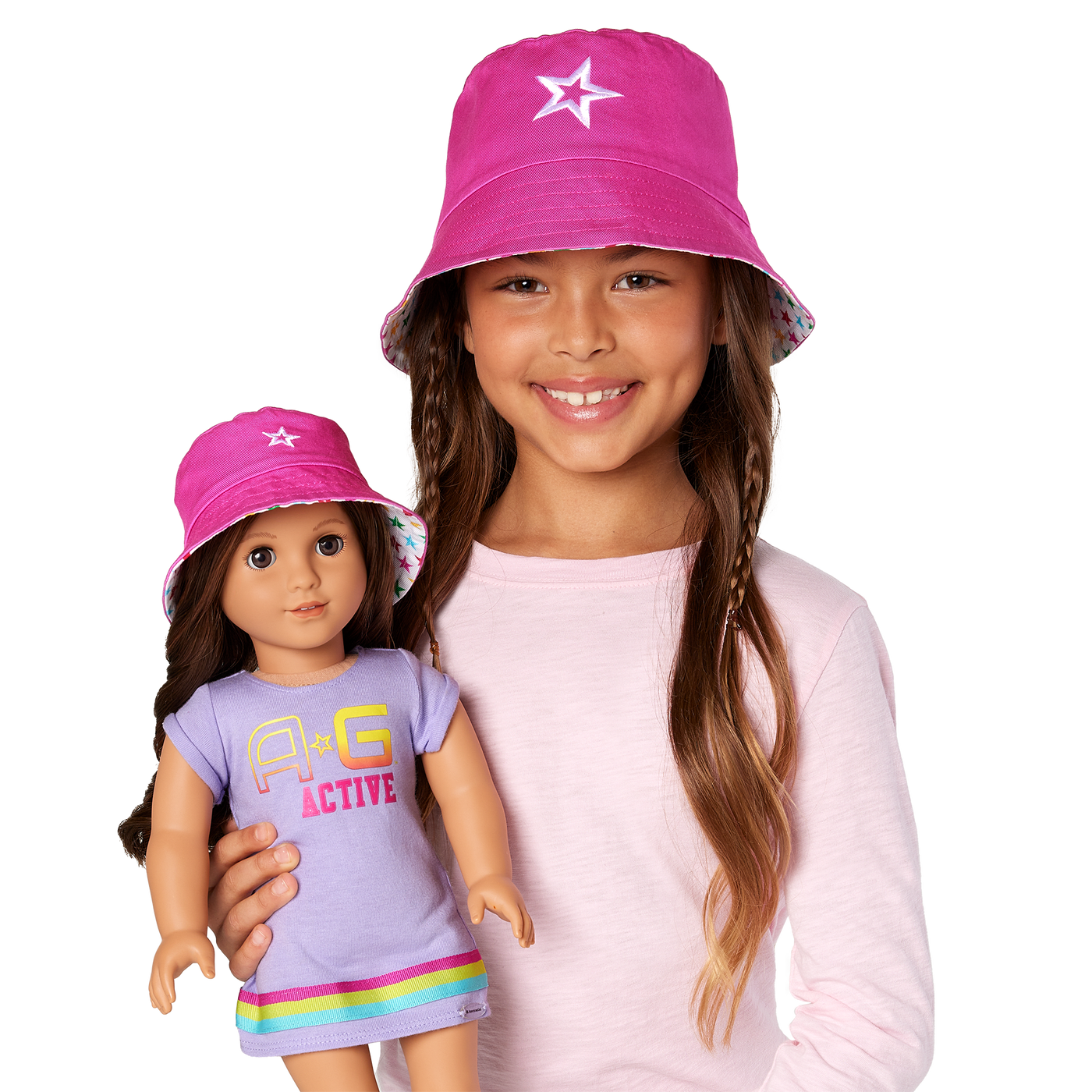 AG™ Star Bucket Hat Set for Girls & Dolls H4