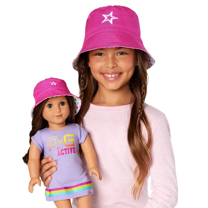 AG™ Star Bucket Hat Set for Girls & Dolls O8