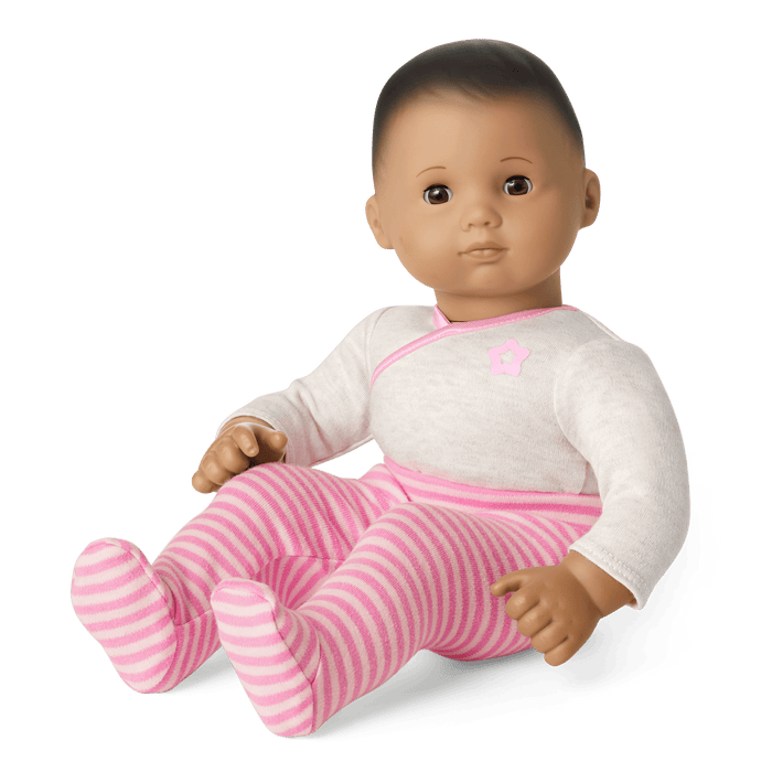 Bitty Baby® Doll #5 with dark brown hair in Pretty Pink E9